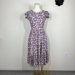 Her Universe Disney Princess Dress Womens Small Purple Floral Midi Pockets Boho